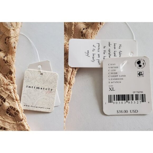 NWT Free People Adella Bralette Nude Crochet Lace Longline Bra Sz XL Balletcore - Picture 5 of 8